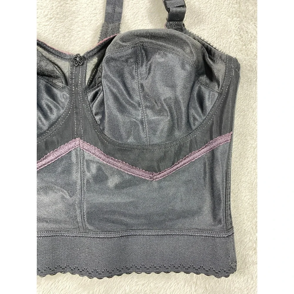Vintage Corset Bra‎ Womens Black 100% Nylon Adjustable Straps Workers Union